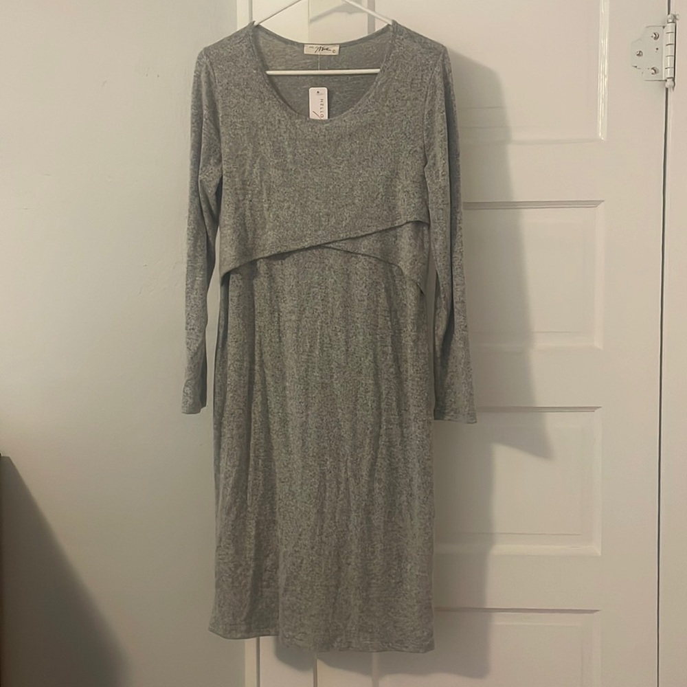 Gray maternity/breastfeeding dress